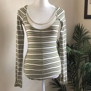 FREE PEOPLE L/S STRIPE KNIT TOP S